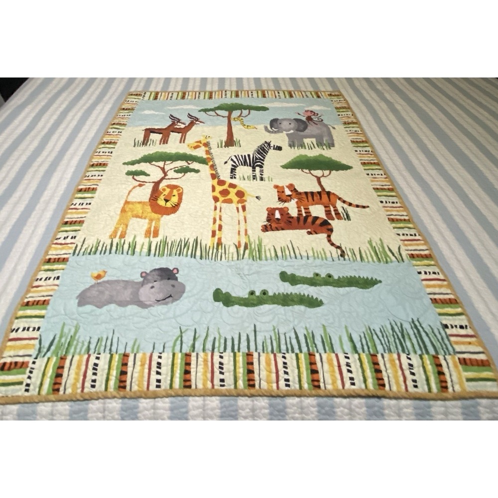 Northcott Fabric Safari Adventure Baby Quilt Baby Blanket /monkey Reversible